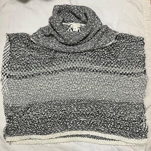 Love Stitch Women’s gray and black OS cowl neck, turtleneck poncho sweater.